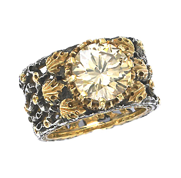 Buccellati Gold, Silver and Diamond Ring