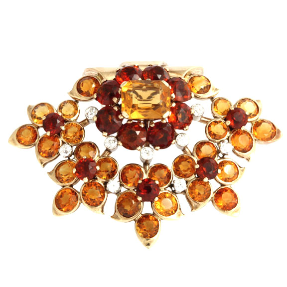 Cartier, London 18k Gold and Citrine Brooch