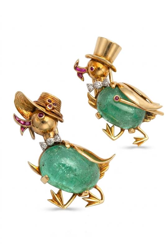 Van Cleef & Arpels Pair of Duck Brooches  C 1950s