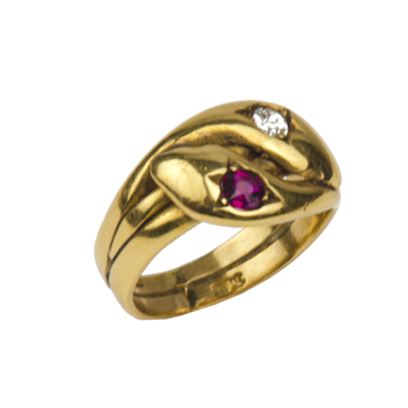 Victorian Gold Ruby And Diamond Serpent Ring Primavera Gallery