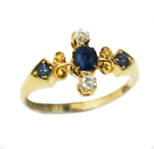 Vintage Victorian Gold, Sapphire and Diamond Ring
