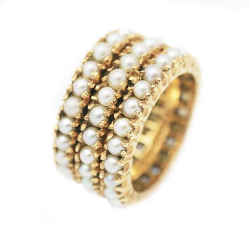 Vintage Victorian Three Row Pearl and Gold Band*