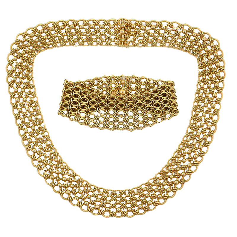 Cartier, Paris Vintage 18k Gold Necklace and Bracelet Set