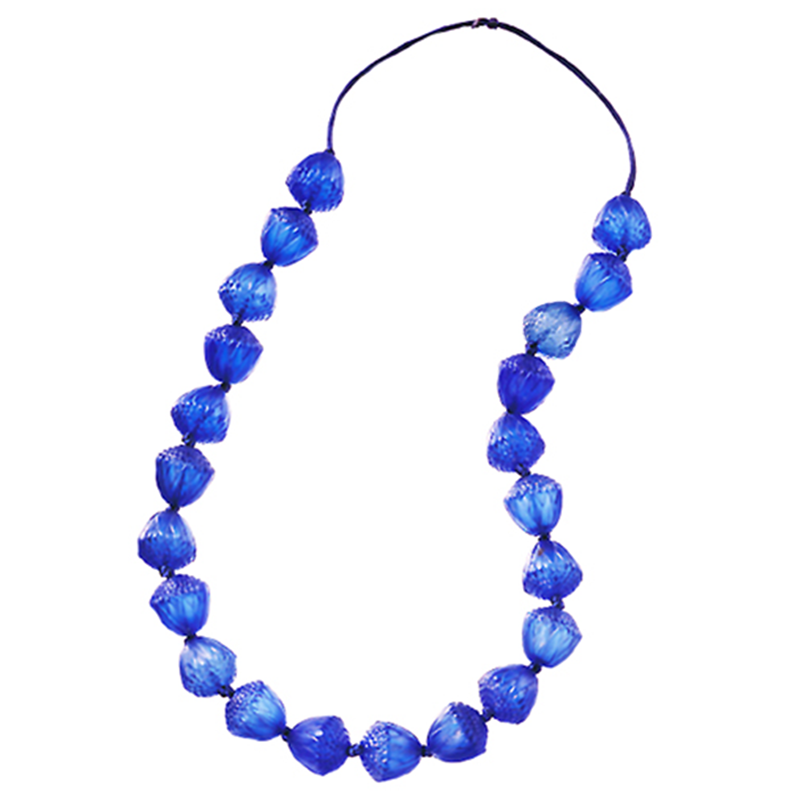 René Lalique Blue Glass Lotus necklace