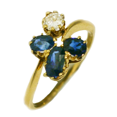 Victorian Vintage Three Sapphire and Diamond Ring*
