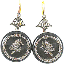 Victorian Onyx and Diamond Butterfly and Serpent Earrings