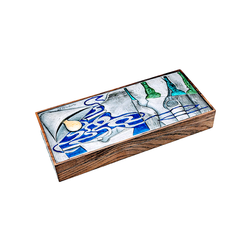 Ottoviani Hammered Metal and Enamel Box, Italy c 1950s