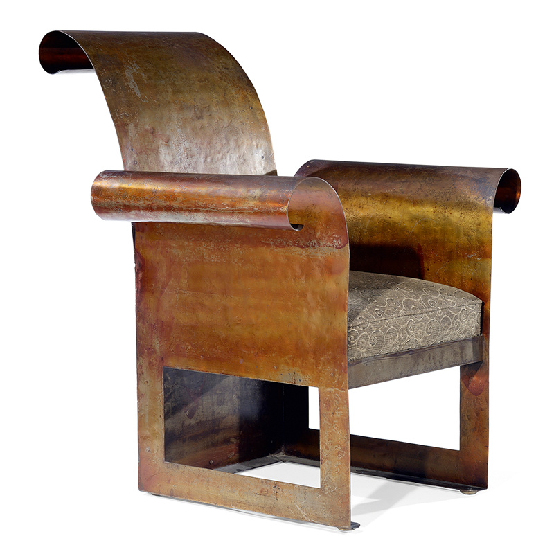 Jules Bouy French Patinated Steel Art Deco Chair