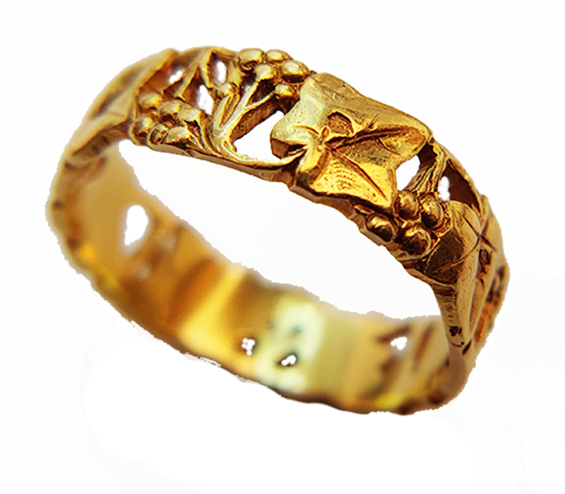 French Antique 18k Gold Ivy Band Rings