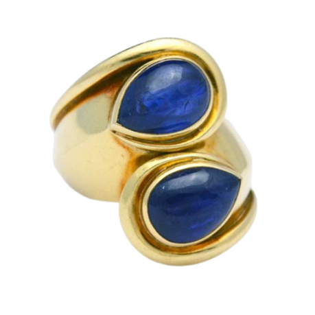 Suzanne Belperron Vintage Gold and Sapphire Ring - Primavera Gallery