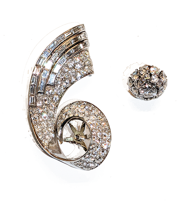 Art Deco French Diamond Clips c 1930's - Image 3