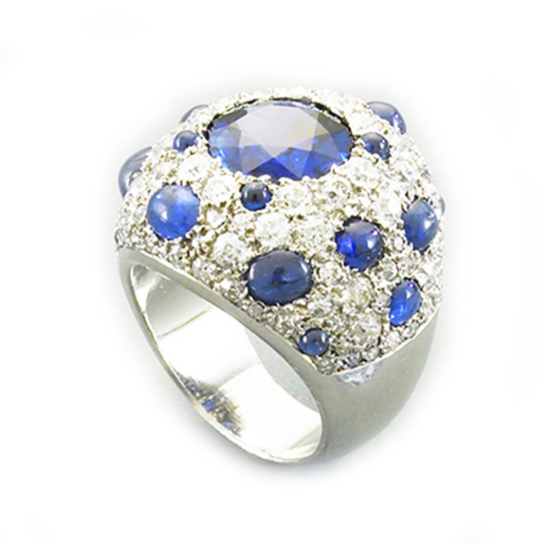 Suzanne Belperron Diamond and Sapphire Ring - Primavera Gallery