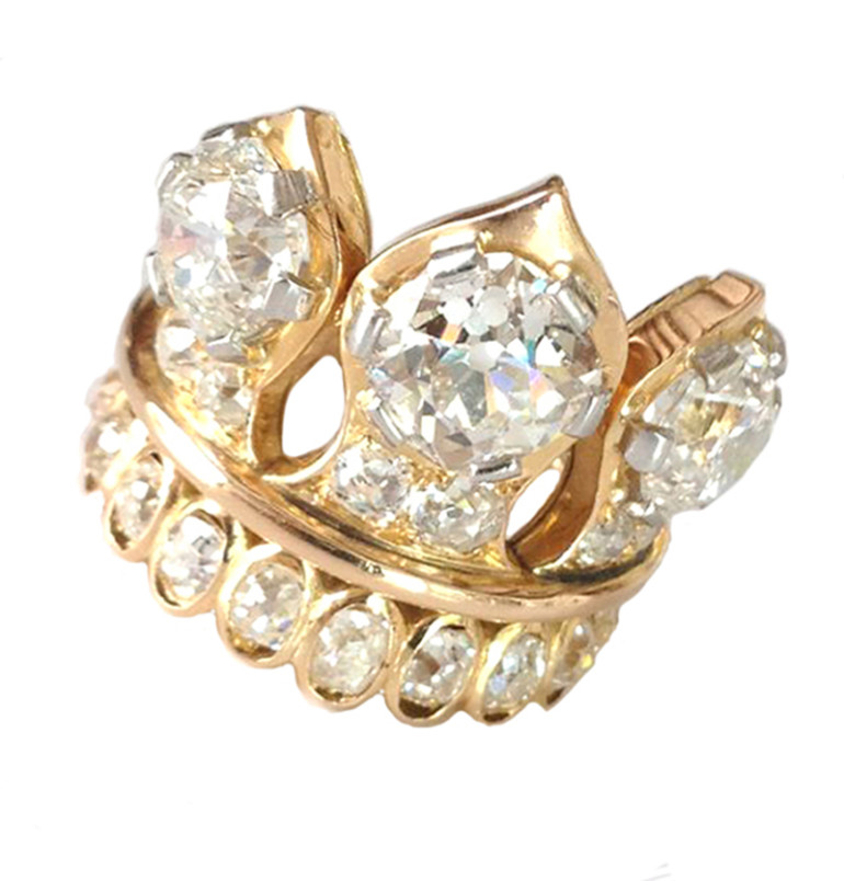 Boivin Diamond and 18K Gold Crown Ring - Primavera Gallery