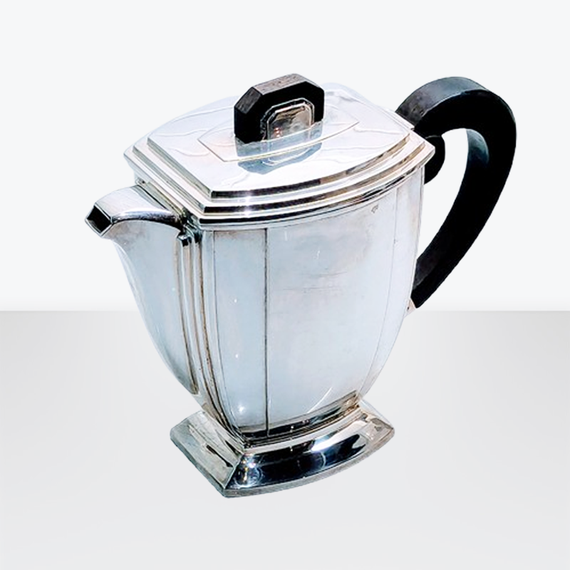 French Art Deco Silver Coffee and Tea Set By Ravinet D'Enfert c 1930 - Image 3