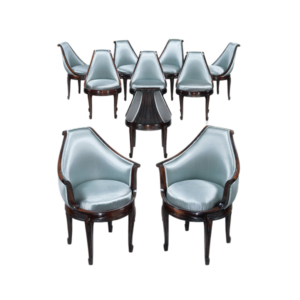 Sue et Mare Suite of Ten "Grecia" Art Deco Dining Room Chairs, French c 1927